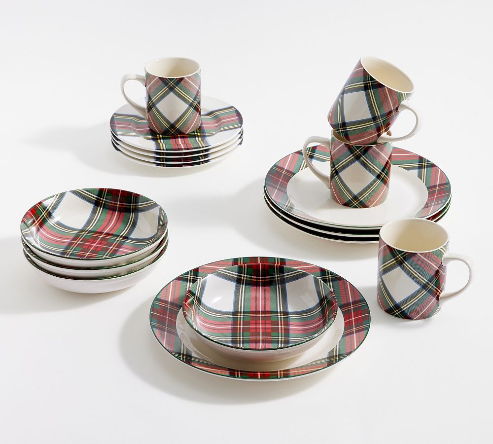 Stewart Plaid Stoneware Dinnerware Sets by Pottery Barn