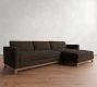 Jake Leather Brindle Wood Base Chaise Sectional (111"&ndash;121")