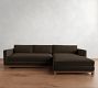 Jake Leather Brindle Wood Base Chaise Sectional (111"&ndash;121")
