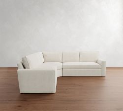 Pearce Square Arm Slipcovered 3-Piece L-Shaped Wedge Sectional (118"&ndash;126.5")