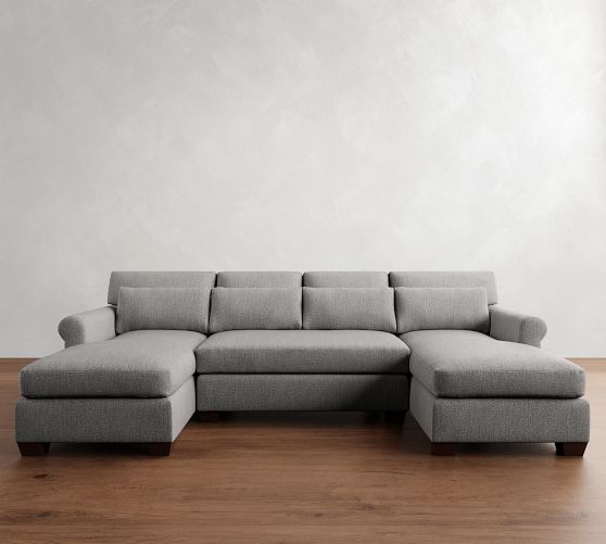 York Roll Arm Deep Seat Double Chaise Sectional (109"-129") by Pottery Barn