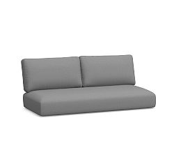 Modern Farmhouse Outdoor Armless/RA/LA Loveseat Cushion; High Performance Heathered Canvas, Fog