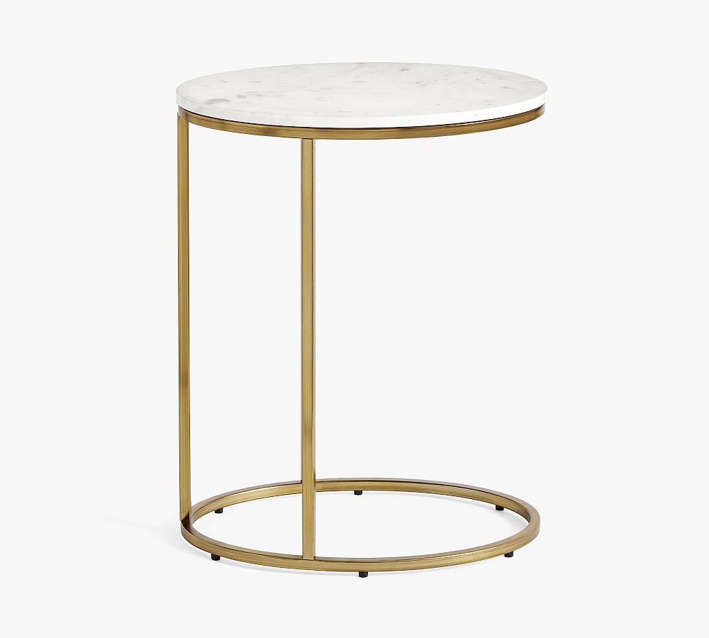 Delaney Oval Marble C-Table (19") - Brass