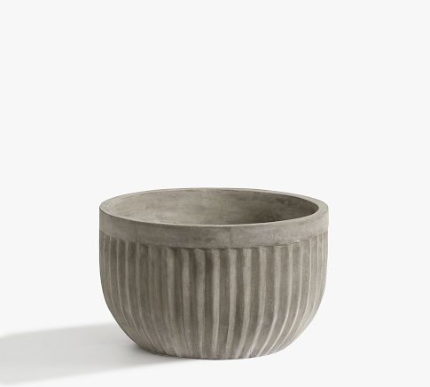 Concrete Fluted Planter, Grey, 19.75