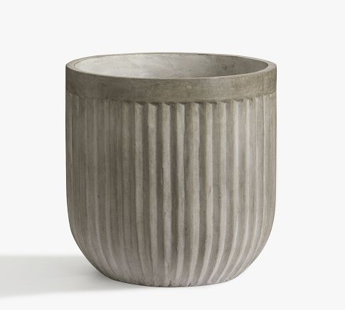 Concrete Fluted Planter, Grey, 19.75