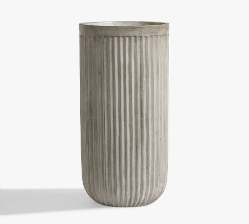 Concrete Fluted Planter, Grey, 15.75