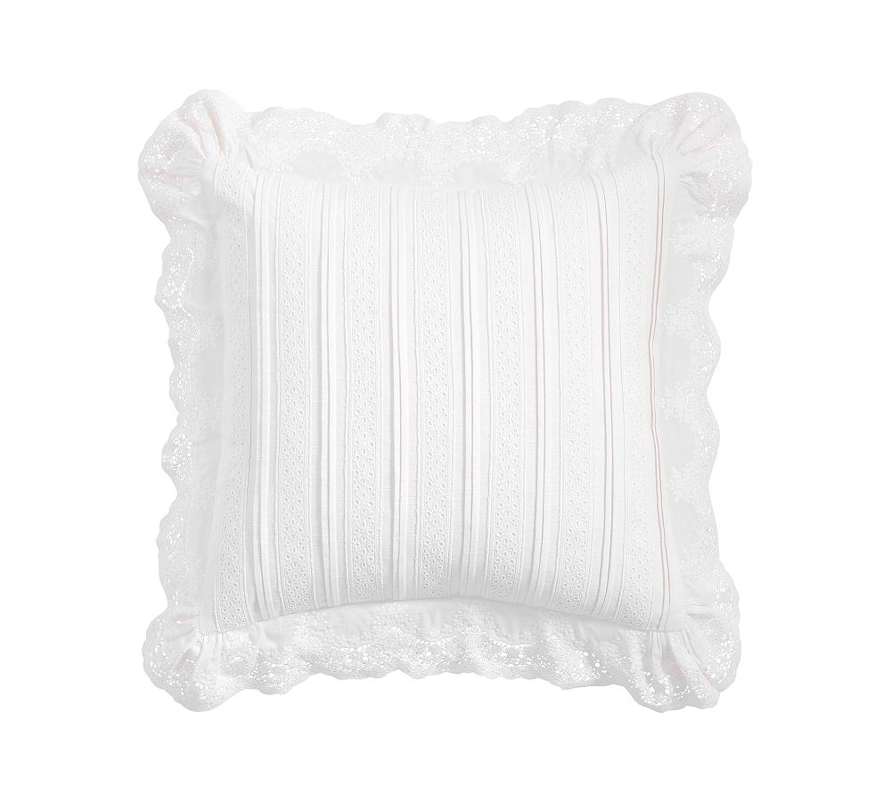 LoveShackFancy Lace Crochet Pillow Cover - 18" x 18", Neutral