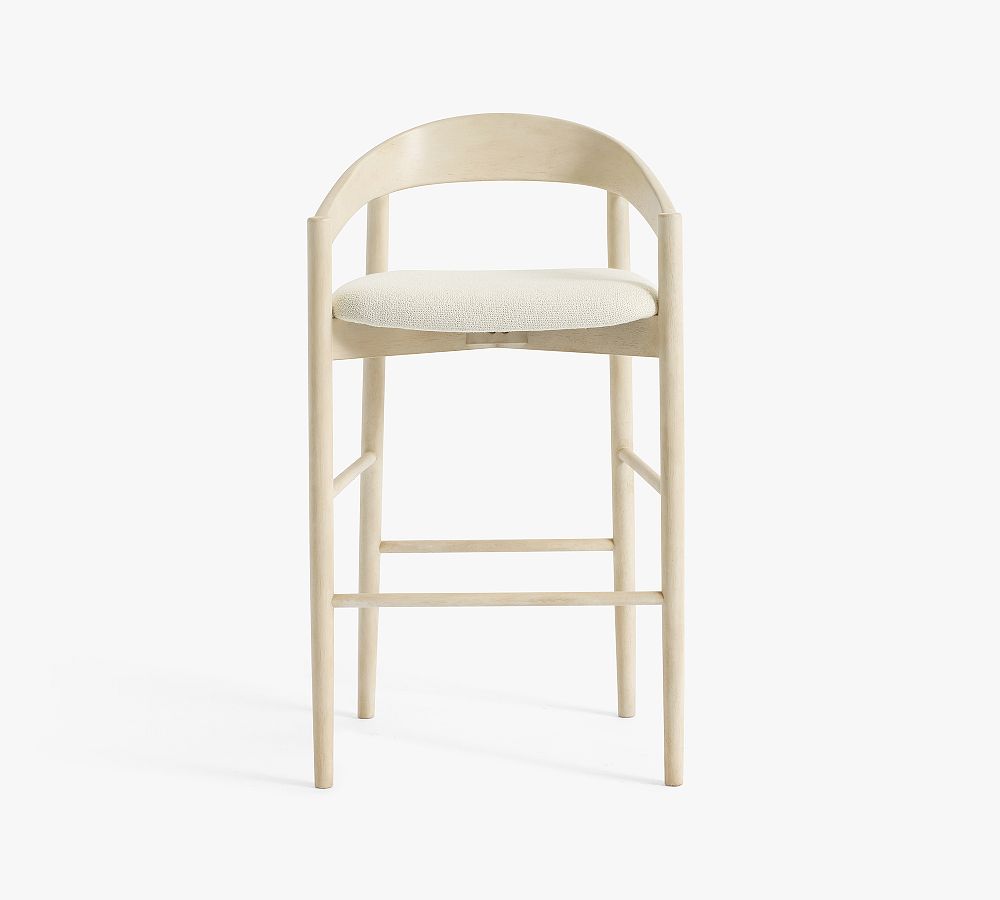 Laguna Upholstered Stool - Bar Height, Sand Dune, Performance Boucle Oatmeal