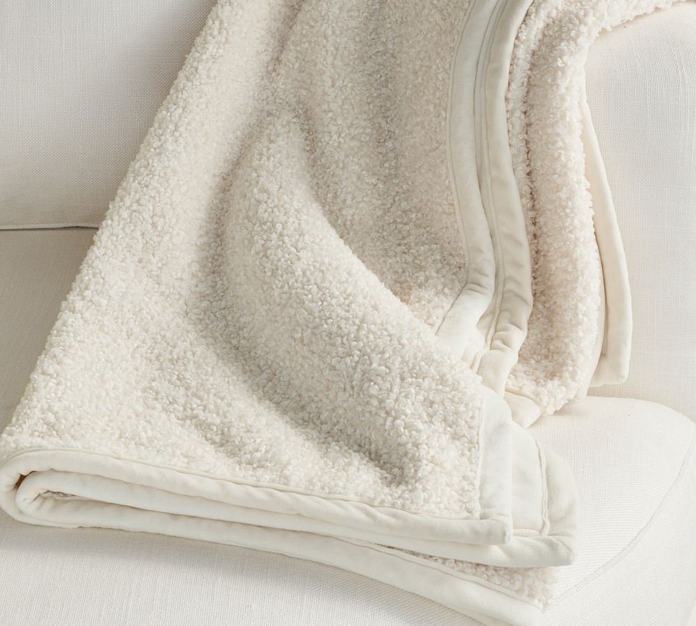 Cozy Teddy Faux Fur Throw - Ivory, 60" x 80"