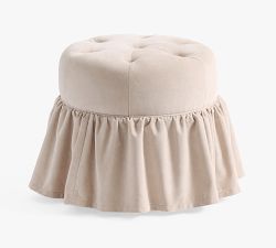 LoveShackFancy Upholstered Tufted Ruffle Stool