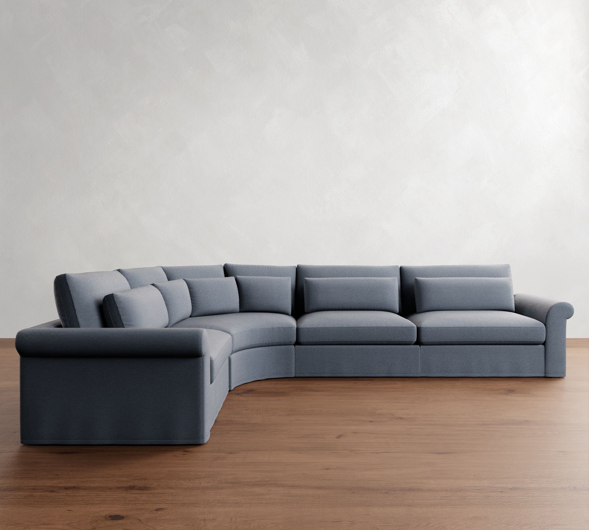 Westwood Roll Arm Deep Seat Slipcovered 4-Piece Curved Wedge Sectional (158")