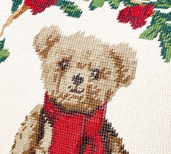 Bear Needlepoint Filled Pillow