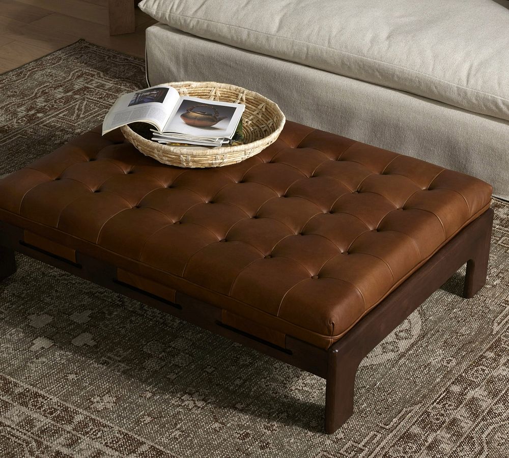 Callum Leather Ottoman by Pottery Barn