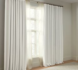 Custom Belgian Flax Linen Blackout Curtain - White