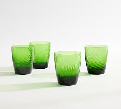 Open Box: Green Swirl Double Old Fashioned Glasses, Set of 4