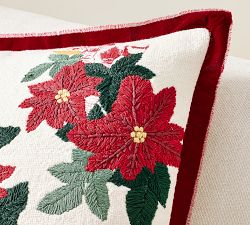 Poinsettia with Velvet Flange Pillow