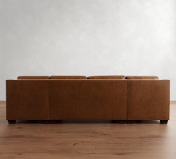 York Slope Arm Deep Seat Leather Double Chaise Sectional (112"-132")