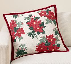 Poinsettia with Velvet Flange Pillow