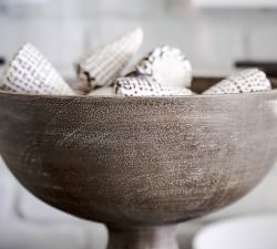 Raven Handcrafted Wooden Decorative Footed Bowl