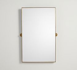 Open Box: Linden Rectangular Pivot Mirror, 23" x 37" - Tumbled Brass