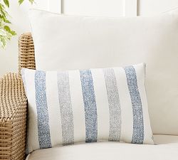 Open Box: Sunbrella® Rue Multi Stripe Outdoor Pillow, 14"W x 20"L - Saphire Blue