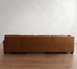 York Roll Arm Deep Seat Leather 4-Piece Chaise Sectional (127")