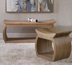 Monica Reclaimed Elm Wood Accent Stool