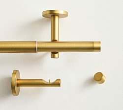 Open Box: Standard Modern Hardware Rod with Hidden Connection Bracket (108"-144", 1.25" Dia) - Brass