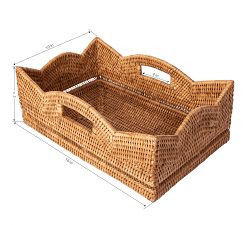 Tava Handwoven Rattan Scallop Tray with Handles