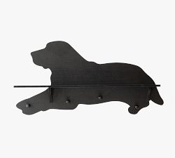 Black Labrador Wooden Coat Rack With Shelf