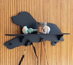 Black Labrador Wooden Coat Rack With Shelf