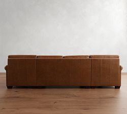 York Roll Arm Deep Seat Leather Double Chaise Sectional (116"-136")