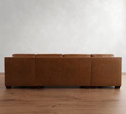 York Slope Arm Leather Double Chaise Sectional (112"-132")