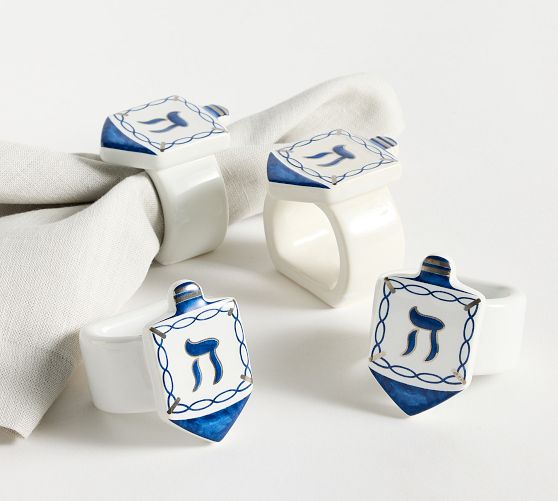 Dreidel Stoneware Napkin Rings - Thumbnail 3
