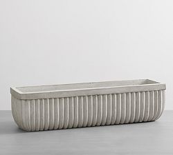 Open Box: Concrete Fluted Planter, Large Trough (31&rdquo;W x 8&rdquo;H) - Gray