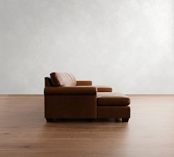 York Roll Arm Leather Double Chaise Sectional (116"-136")