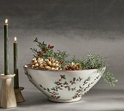 Ceramic Winter Berry Decorative Bowl
