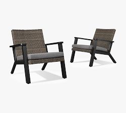 Beta Wicker Outdoor Lounge Chairs, Set of 2