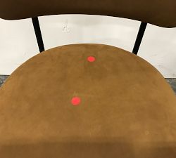 Open Box: Maison Leather Bar Stool, Bar Height - Nubuck Caramel, Antique Bronze Legs