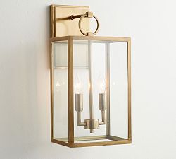 Open Box: Manor Glass &amp; Iron Sconce - Tumbled Brass
