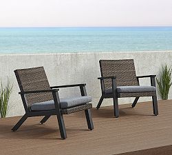 Beta Wicker Outdoor Lounge Chairs, Set of 2