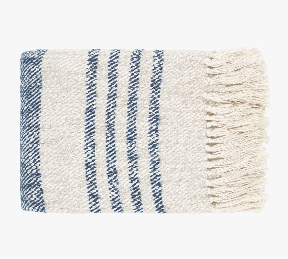 Lallie Handwoven Throw - Navy/Cream, 50" x 60"