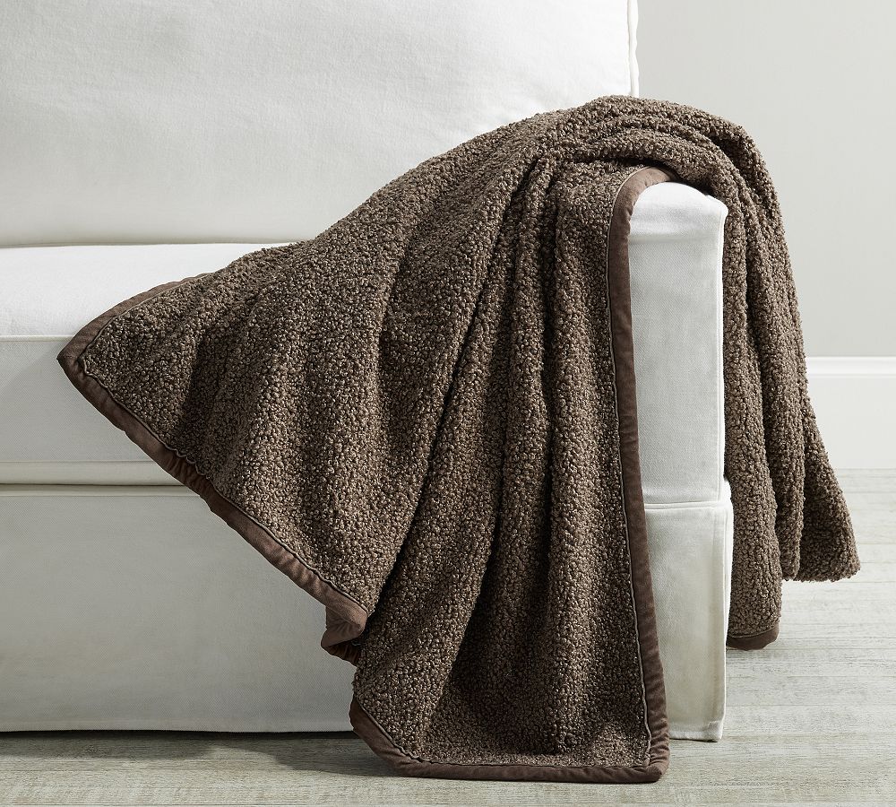 Cozy Teddy Faux Fur Throw - Mushroom, 60" x 80"