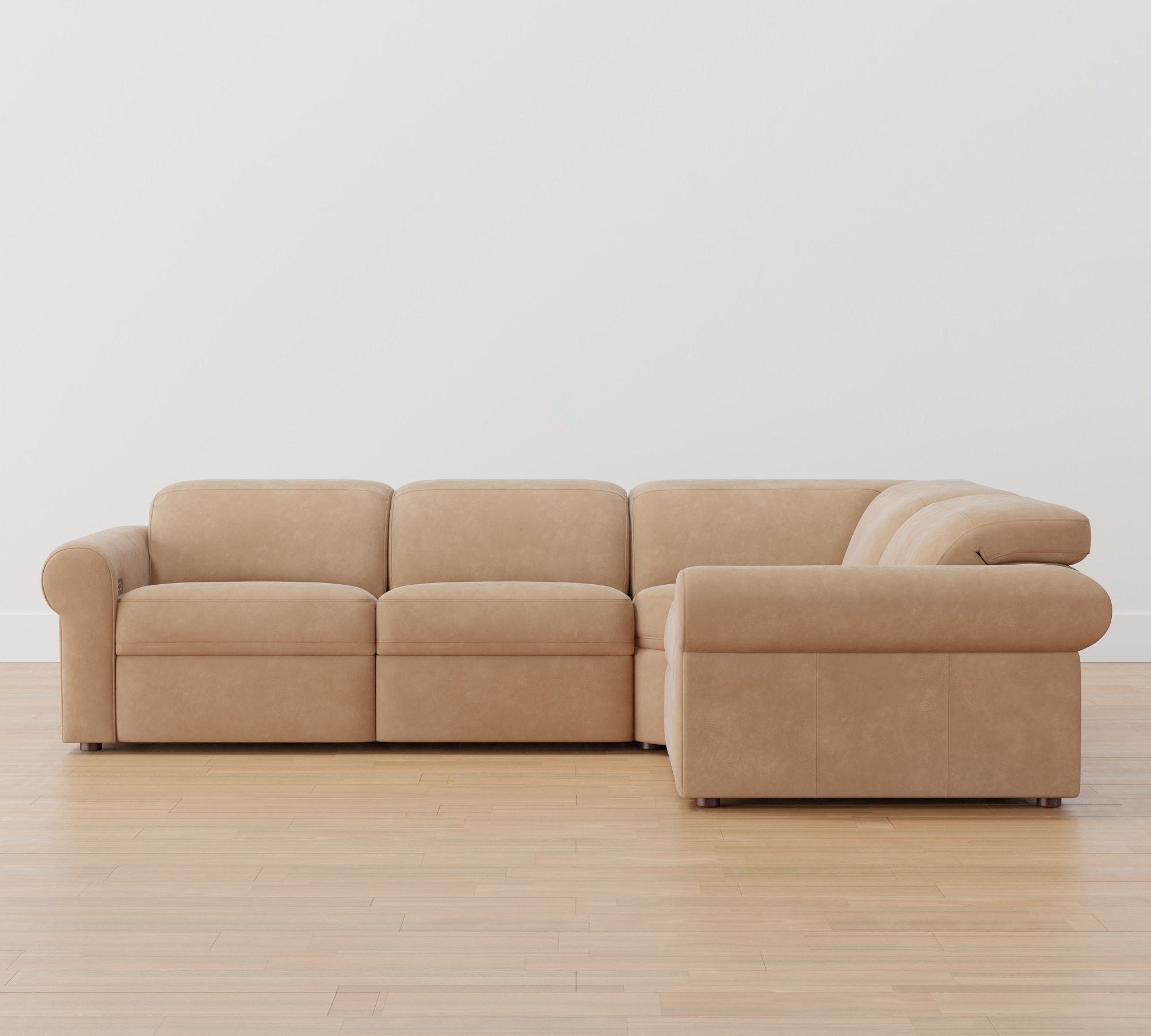 Ultra Lounge Roll Arm Leather Reclining 4-Piece Sectional (116")