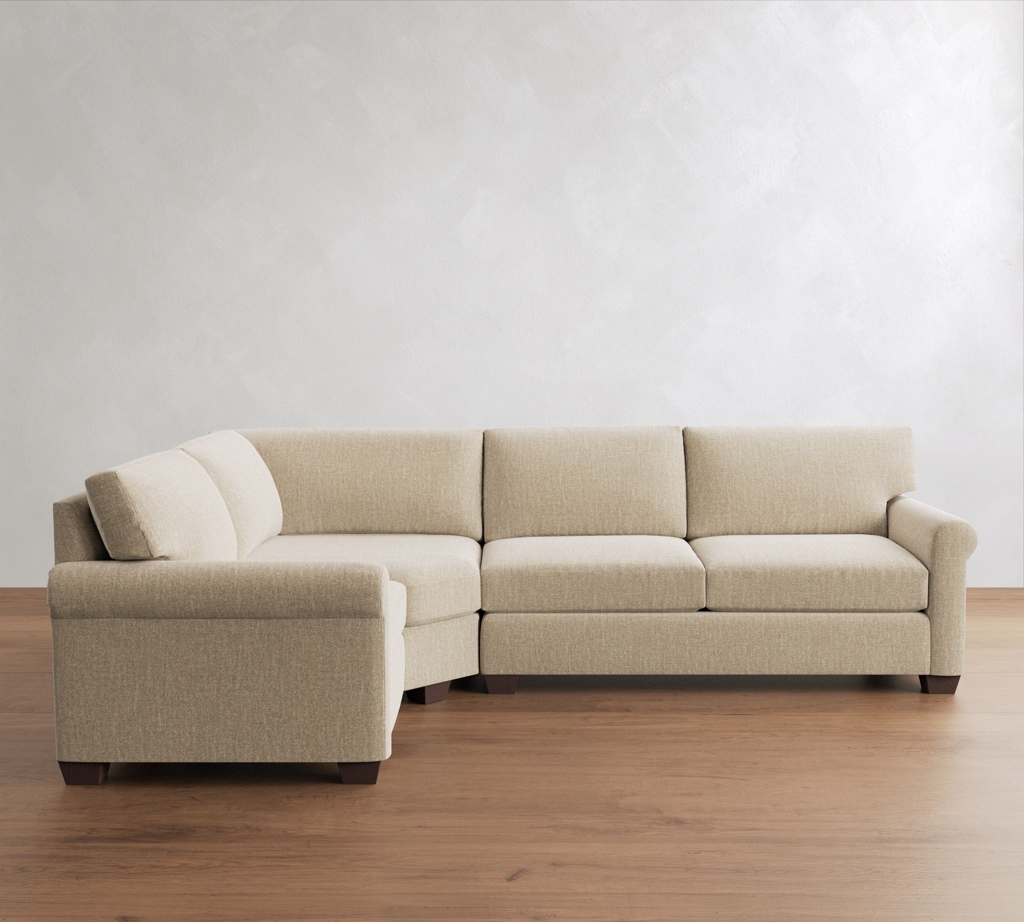 York Roll Arm 3-Piece Wedge Sleeper Sectional (119") - thumbnail 4