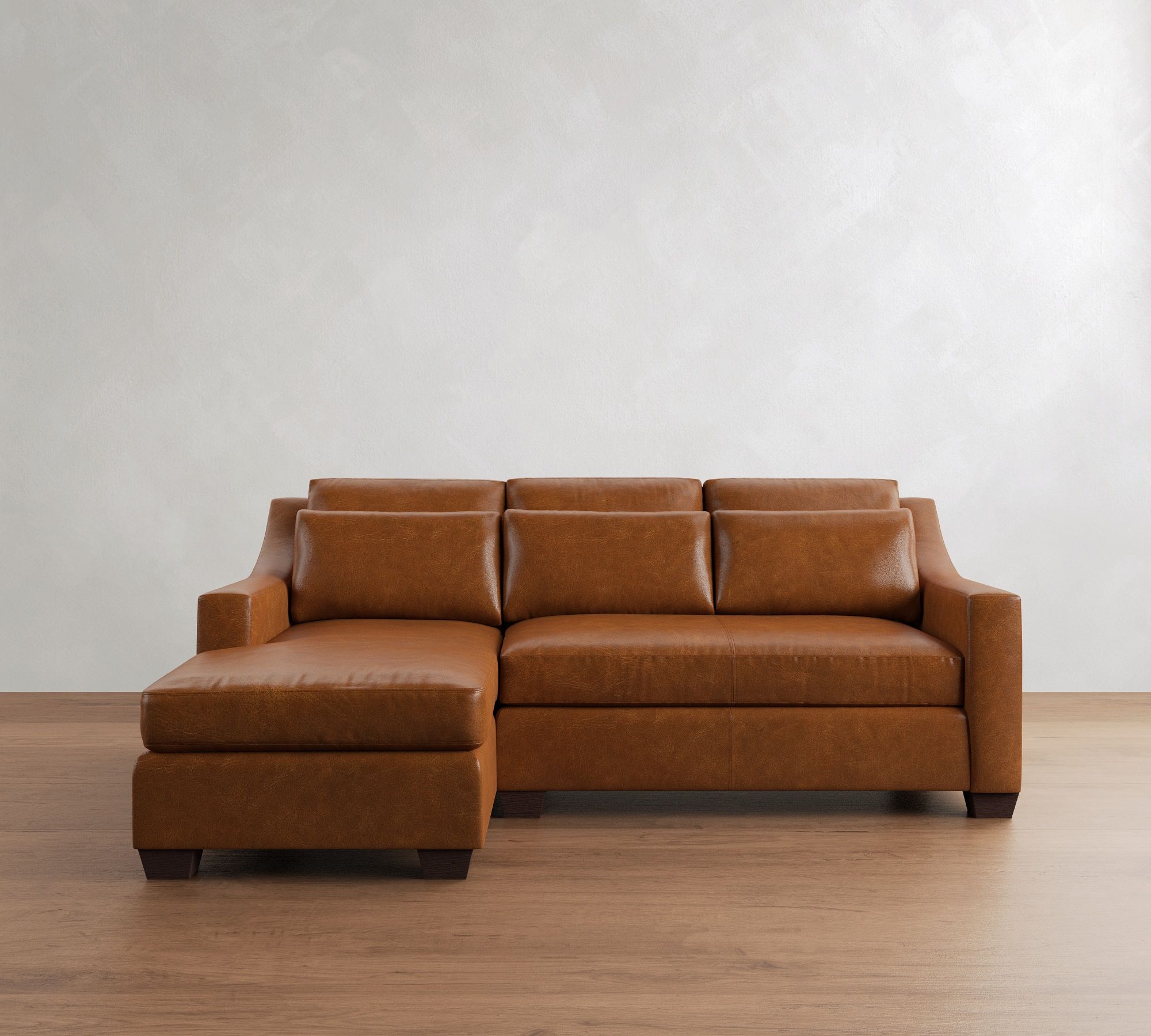 York Slope Arm Deep Seat Leather Chaise Sectional (84"&ndash;115")