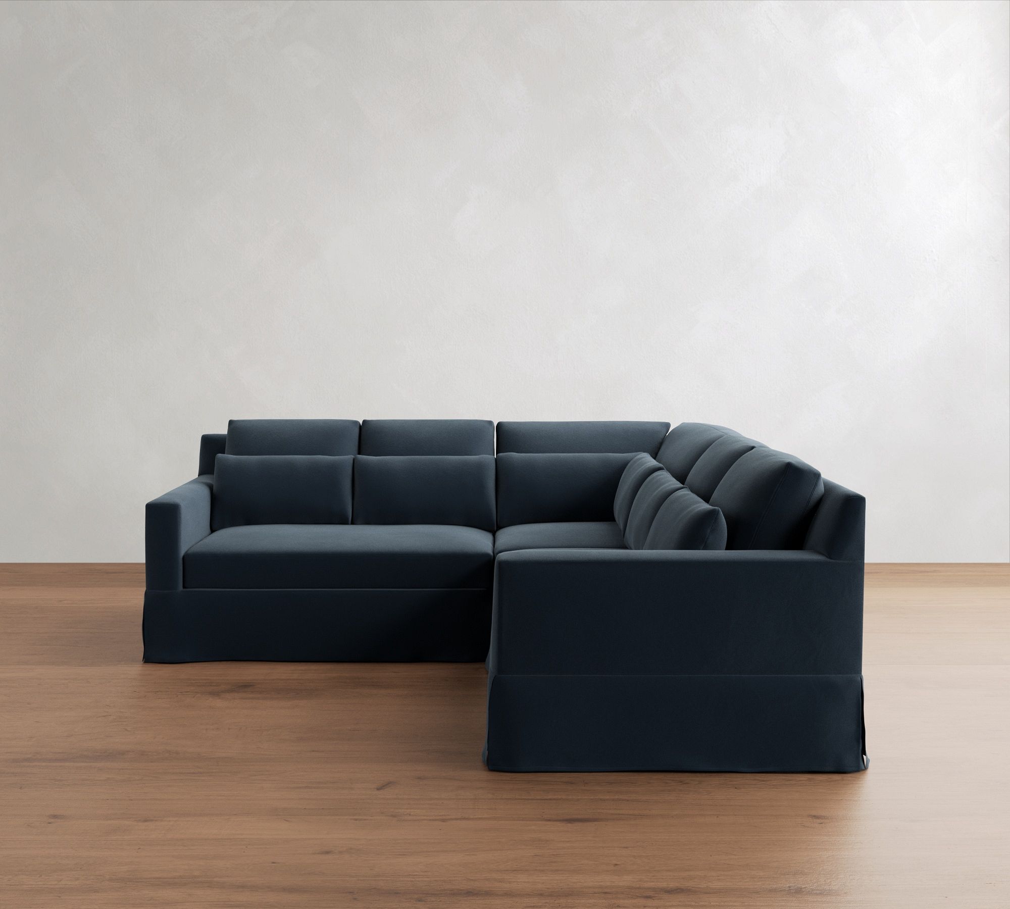 York Square Arm Deep Seat Slipcovered 3-Piece L-Shaped Sectional (98")