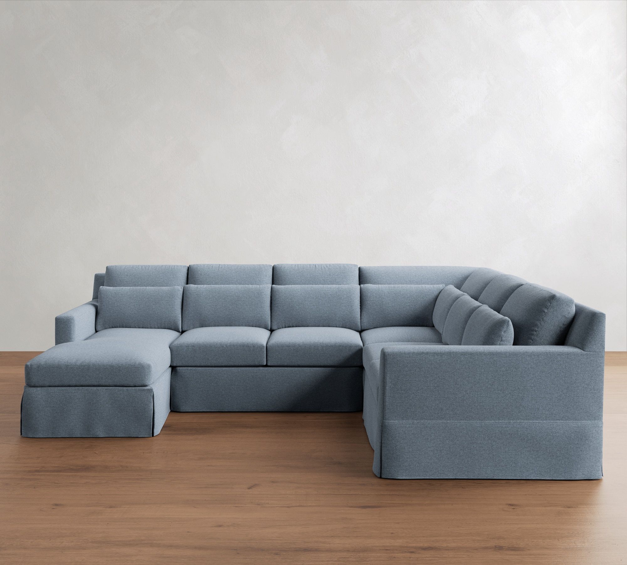 York Square Arm Deep Seat Slipcovered 4-Piece Chaise Sectional (121")
