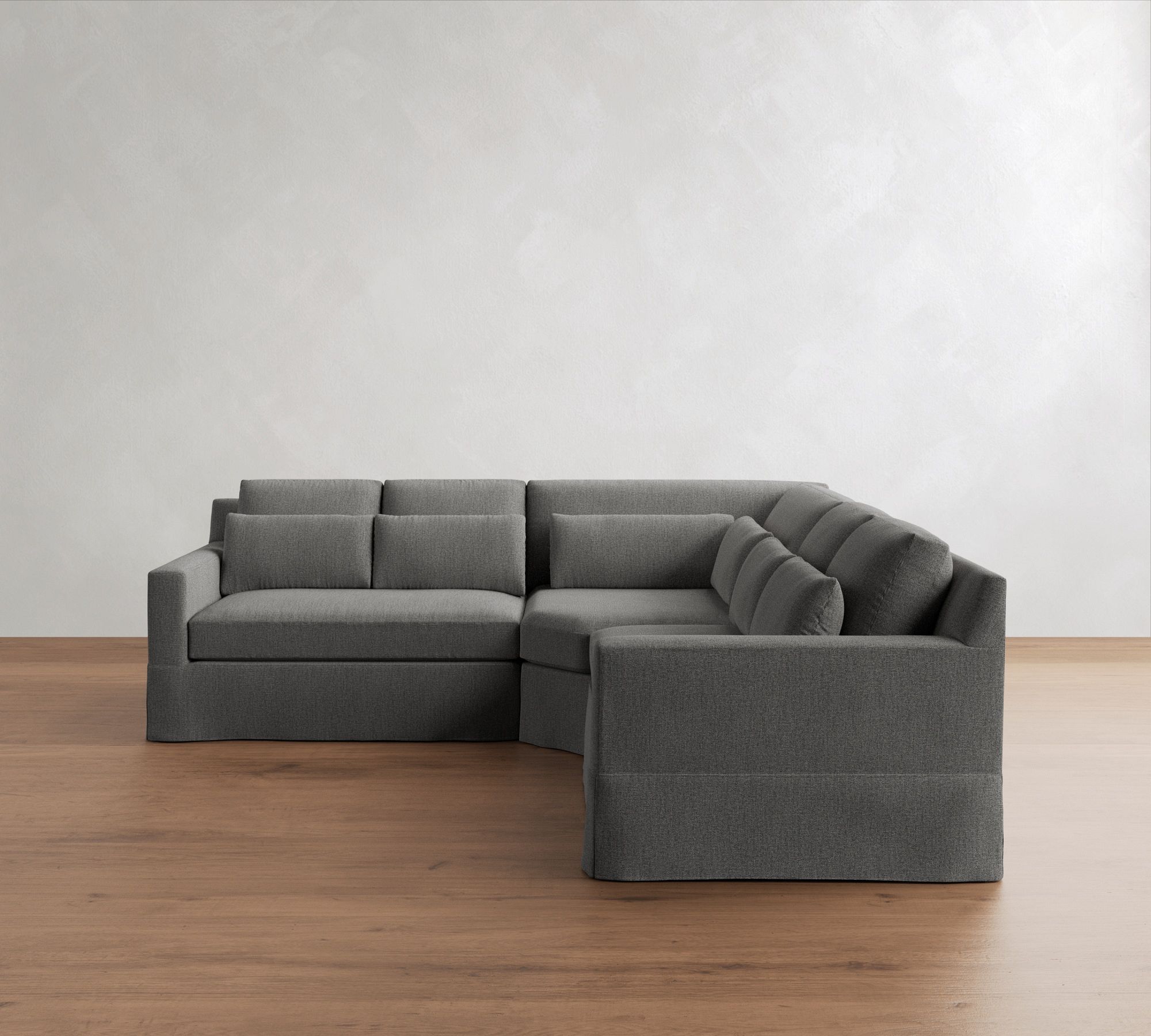 York Square Arm Deep Seat Slipcovered 3-Piece L-Shaped Wedge Sectional (108")