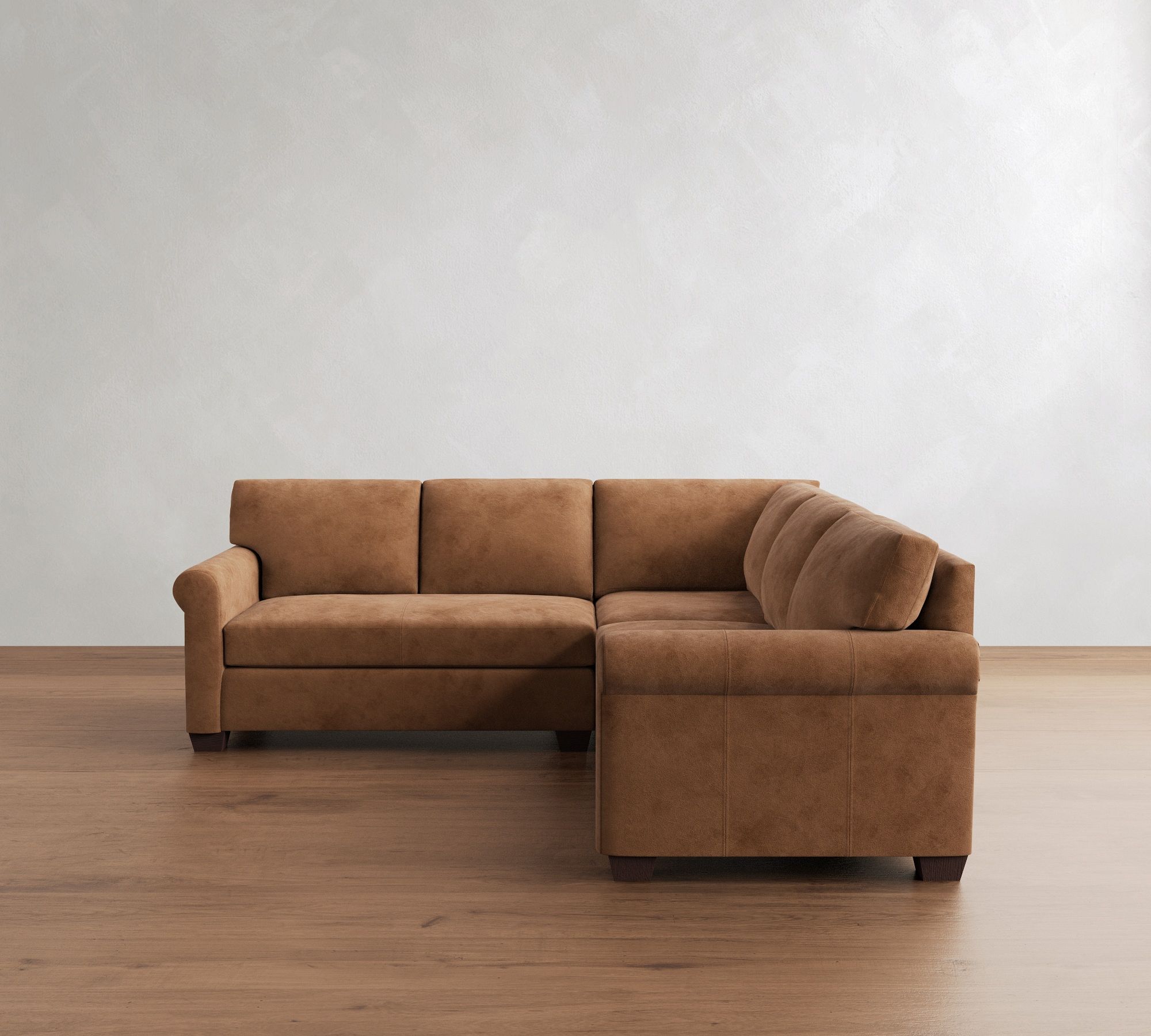 York Roll Arm Leather 3-Piece L-Shaped Sectional (96") - thumbnail 8